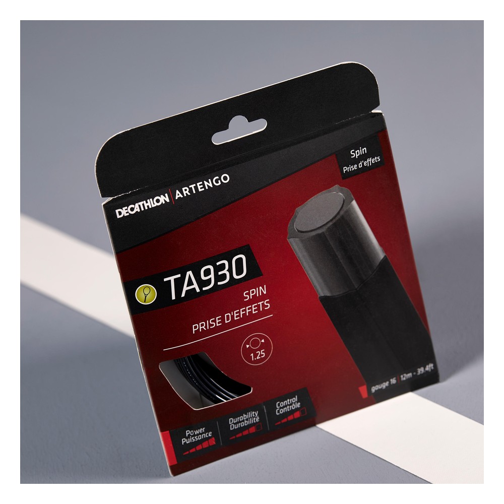 TA 930 Spin Monofilament Pentagonal 1.25 mm Gauge Tennis String - Black