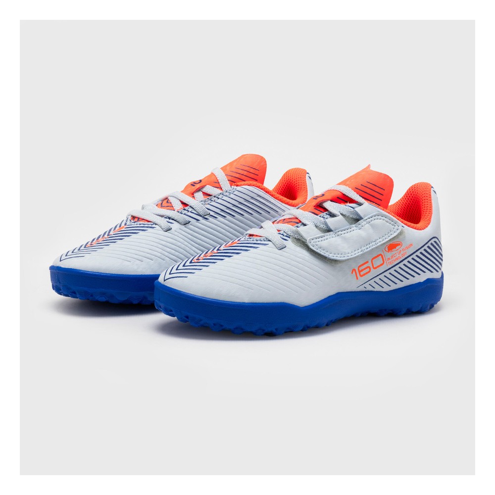 Kids' Rip-Tab Football Boots 160 Easy Turf - Light Grey